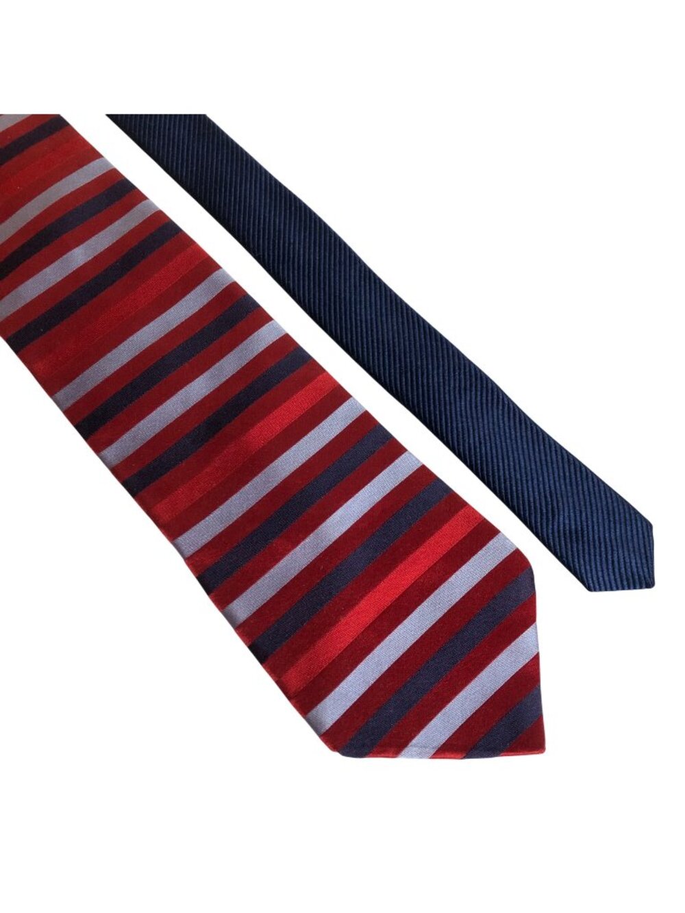 Tommy Hilfiger Red Navy Striped Silk Tie Mens Necktie Classic Office Dad Gift